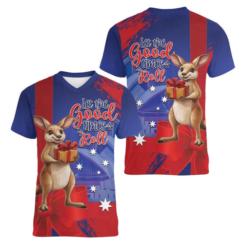 Happy Boxing Day Australia Women V-Neck T-Shirt Let The Good Time Roll!