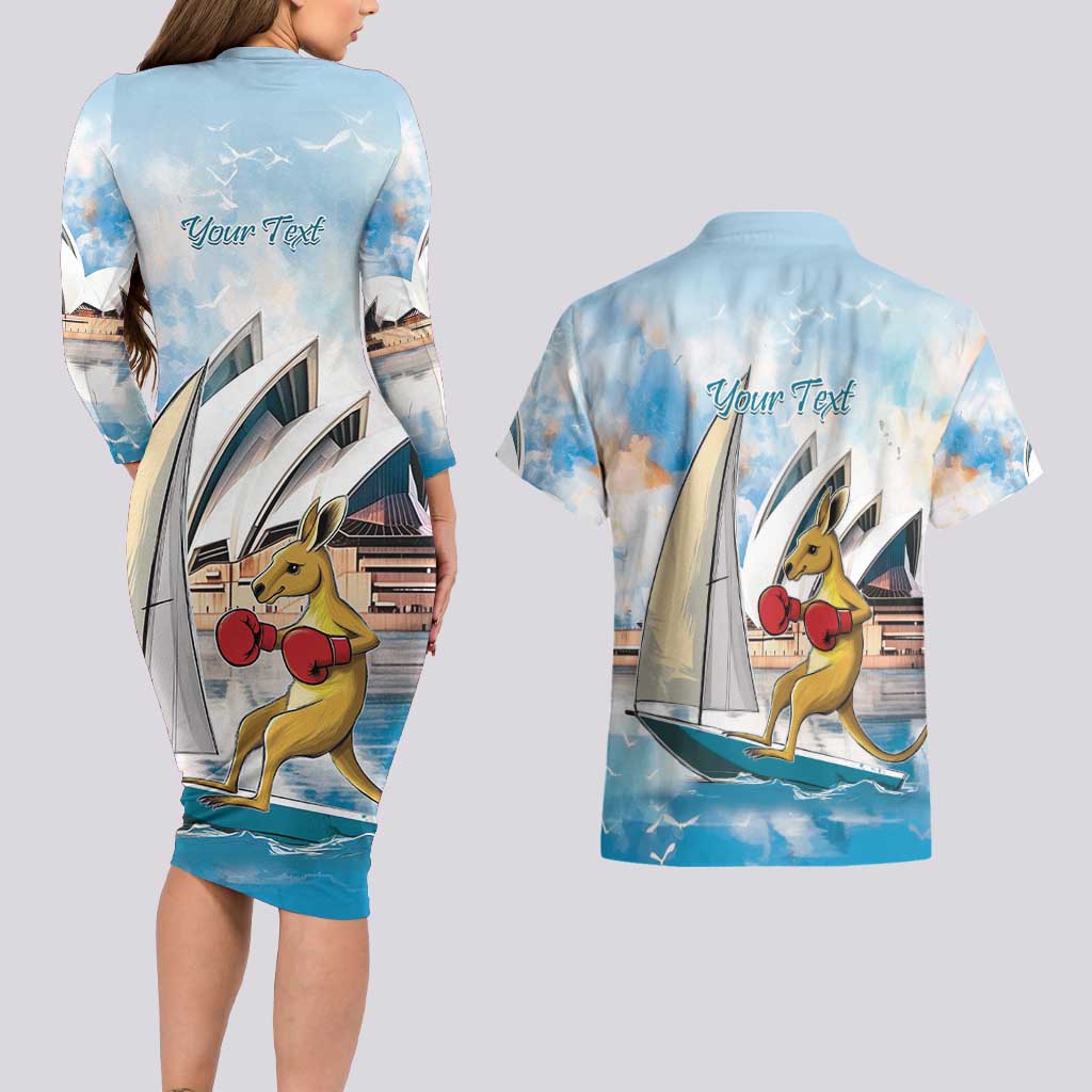 Personalised Australia Sailing Couples Matching Long Sleeve Bodycon Dress and Hawaiian Shirt Life Is Better On A Boat