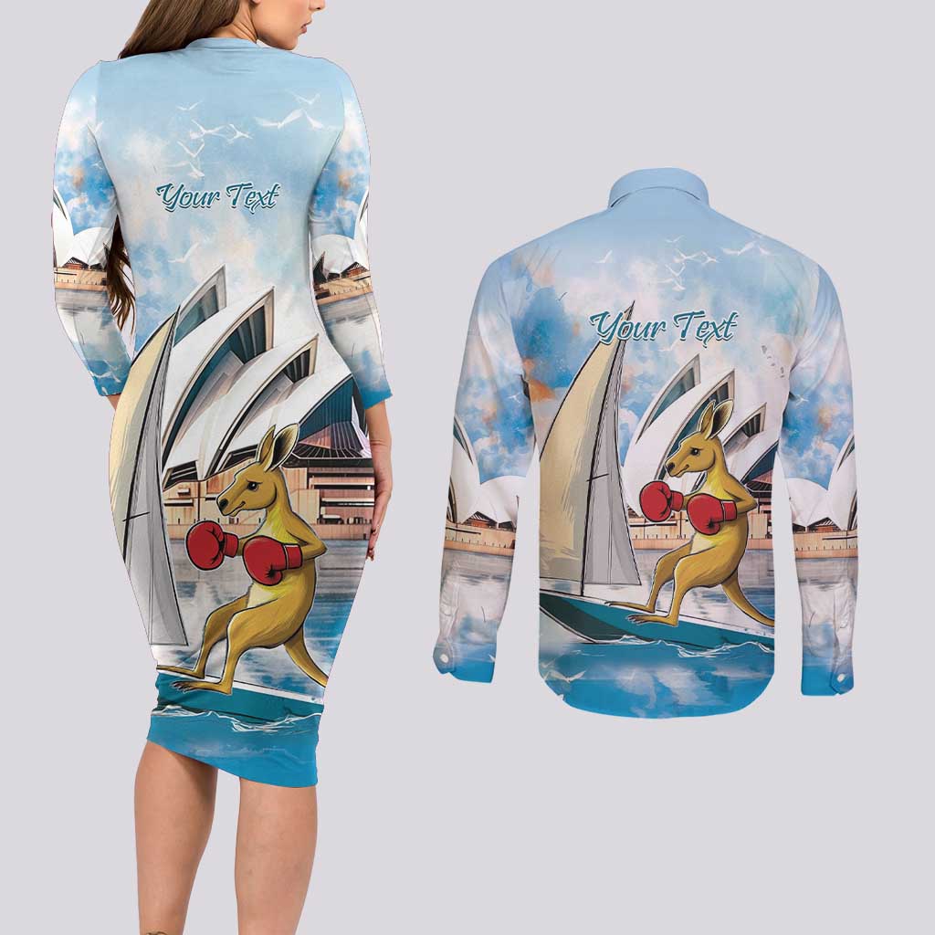 Personalised Australia Sailing Couples Matching Long Sleeve Bodycon Dress and Long Sleeve Button Shirt Life Is Better On A Boat