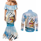 Personalised Australia Sailing Couples Matching Mermaid Dress and Long Sleeve Button Shirt Life Is Better On A Boat