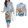 Personalised Australia Sailing Couples Matching Off The Shoulder Long Sleeve Dress and Long Sleeve Button Shirt Life Is Better On A Boat