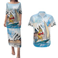 Personalised Australia Sailing Couples Matching Puletasi and Hawaiian Shirt Life Is Better On A Boat