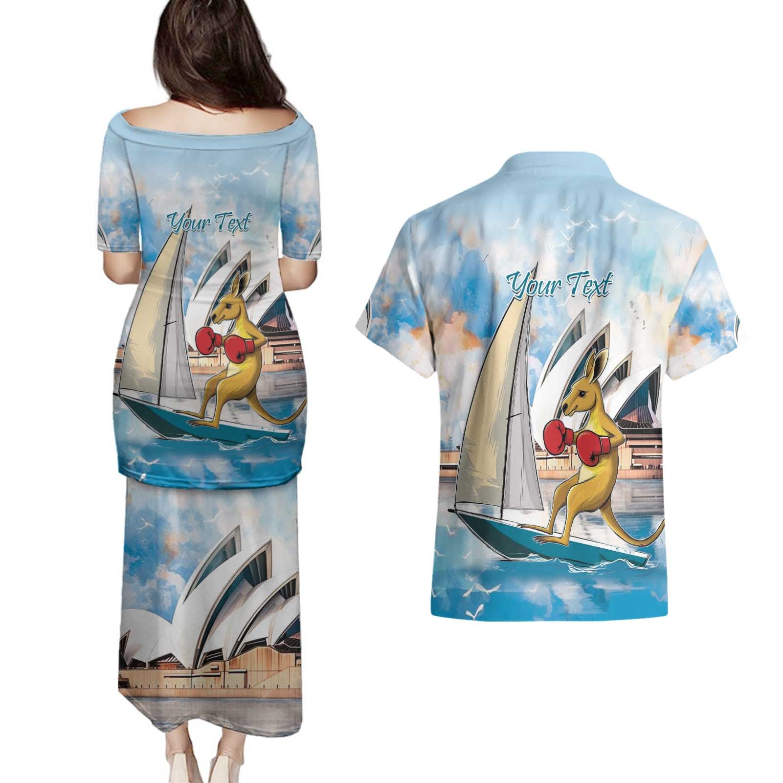 Personalised Australia Sailing Couples Matching Puletasi and Hawaiian Shirt Life Is Better On A Boat
