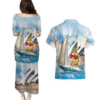 Personalised Australia Sailing Couples Matching Puletasi and Hawaiian Shirt Life Is Better On A Boat
