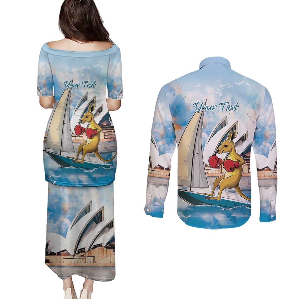Personalised Australia Sailing Couples Matching Puletasi and Long Sleeve Button Shirt Life Is Better On A Boat