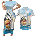 Personalised Australia Sailing Couples Matching Short Sleeve Bodycon Dress and Hawaiian Shirt Life Is Better On A Boat