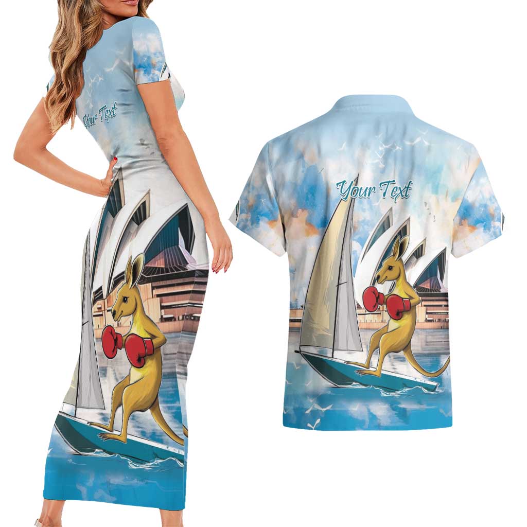 Personalised Australia Sailing Couples Matching Short Sleeve Bodycon Dress and Hawaiian Shirt Life Is Better On A Boat