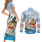Personalised Australia Sailing Couples Matching Short Sleeve Bodycon Dress and Long Sleeve Button Shirt Life Is Better On A Boat