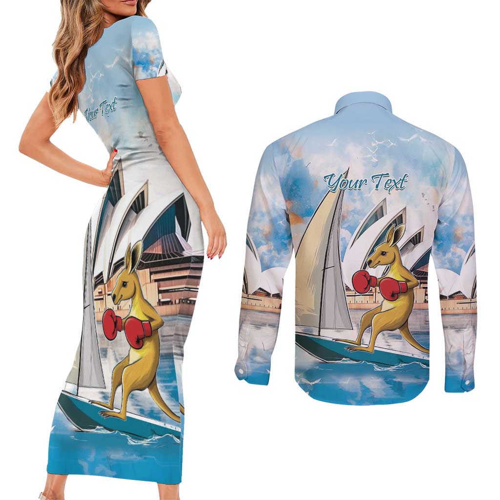 Personalised Australia Sailing Couples Matching Short Sleeve Bodycon Dress and Long Sleeve Button Shirt Life Is Better On A Boat