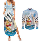 Personalised Australia Sailing Couples Matching Summer Maxi Dress and Long Sleeve Button Shirt Life Is Better On A Boat