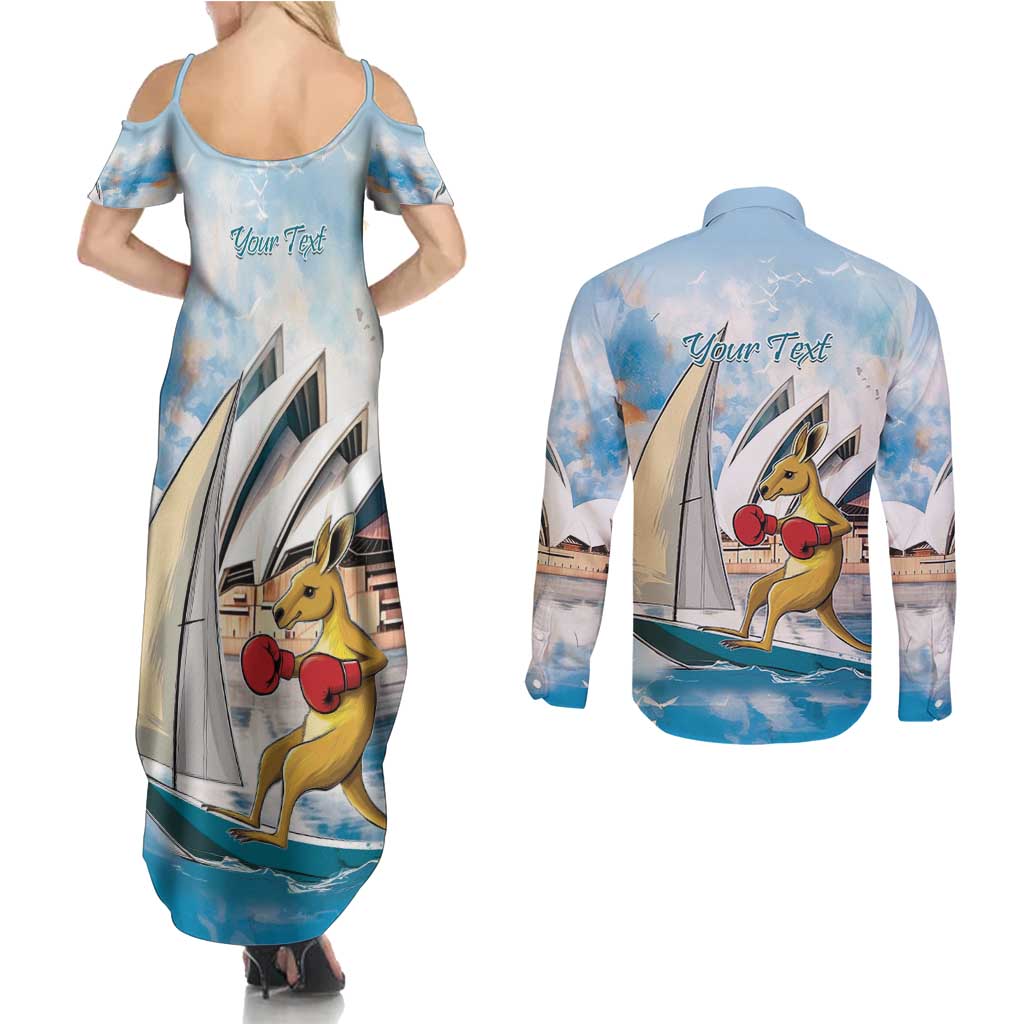 Personalised Australia Sailing Couples Matching Summer Maxi Dress and Long Sleeve Button Shirt Life Is Better On A Boat