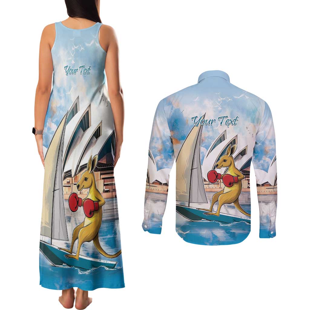 Personalised Australia Sailing Couples Matching Tank Maxi Dress and Long Sleeve Button Shirt Life Is Better On A Boat