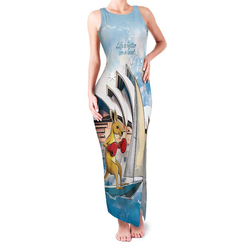 Personalised Australia Sailing Family Matching Tank Maxi Dress and Hawaiian Shirt Life Is Better On A Boat
