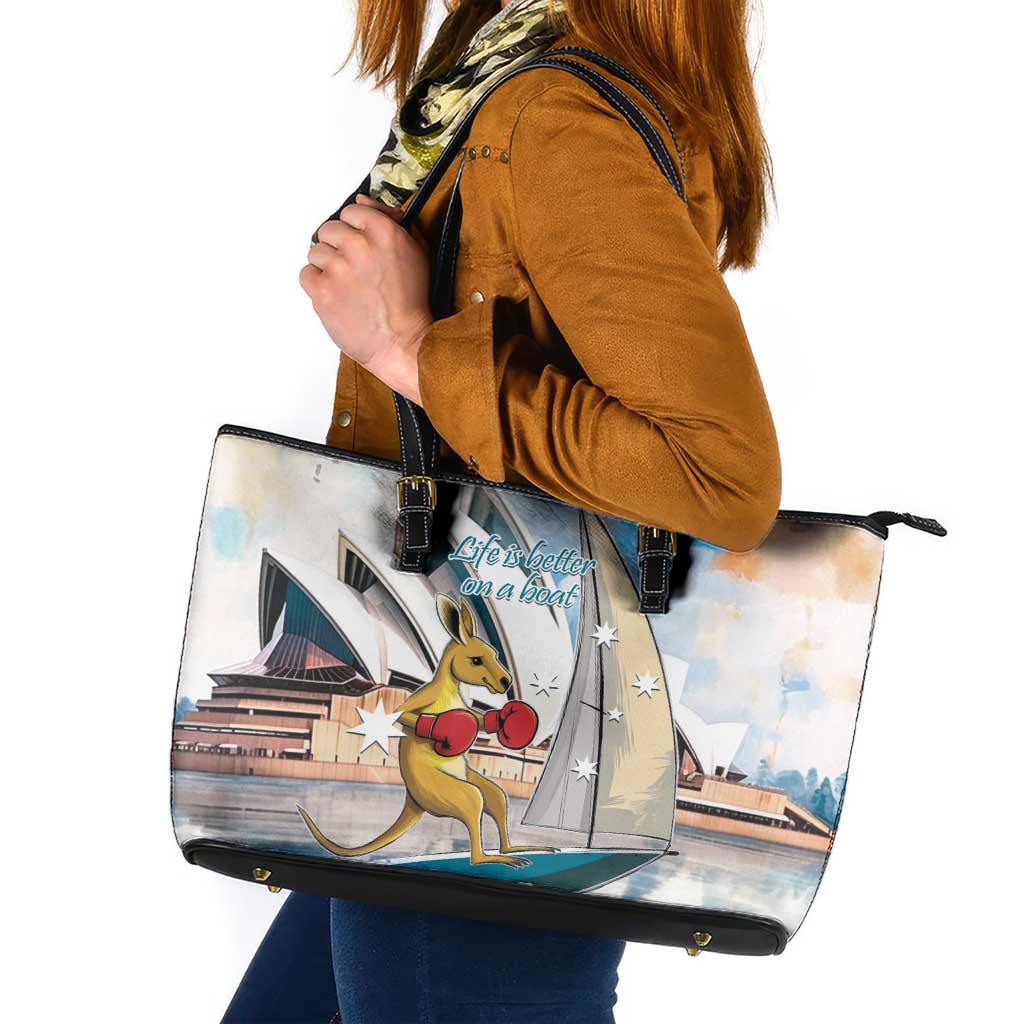 Personalised Australia Sailing Leather Tote Bag Life Is Better On A Boat