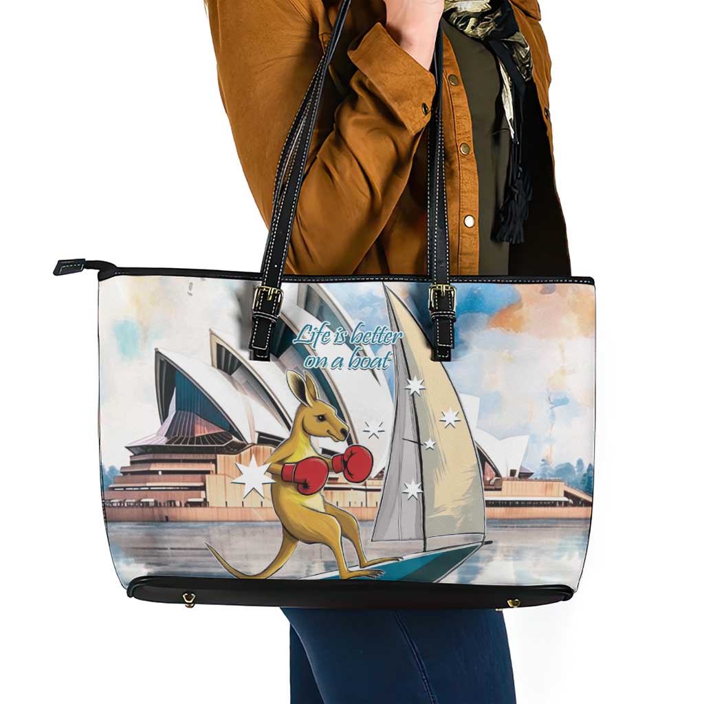 Personalised Australia Sailing Leather Tote Bag Life Is Better On A Boat