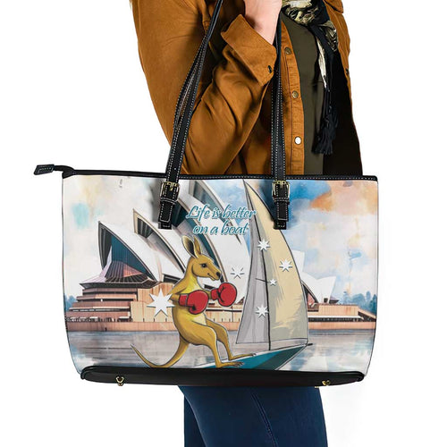 Personalised Australia Sailing Leather Tote Bag Life Is Better On A Boat