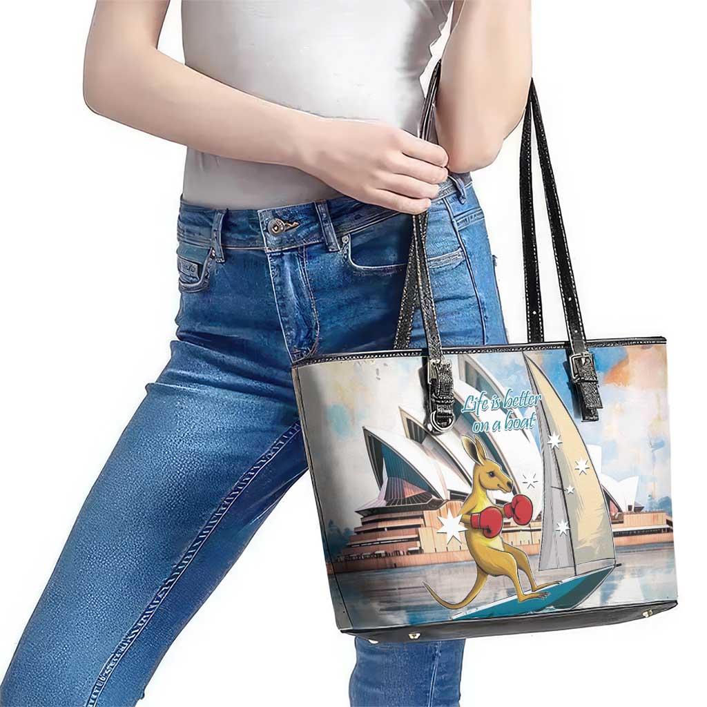 Personalised Australia Sailing Leather Tote Bag Life Is Better On A Boat