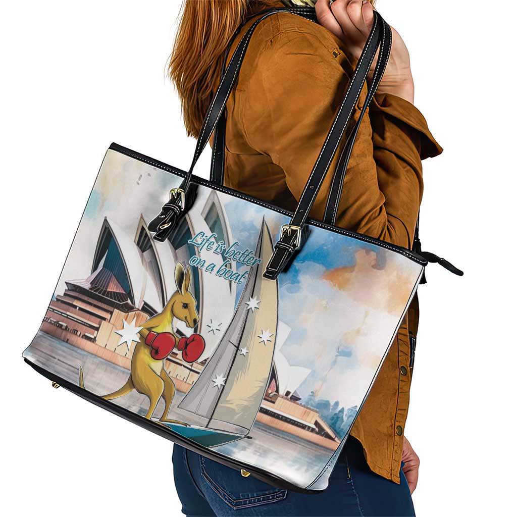 Personalised Australia Sailing Leather Tote Bag Life Is Better On A Boat