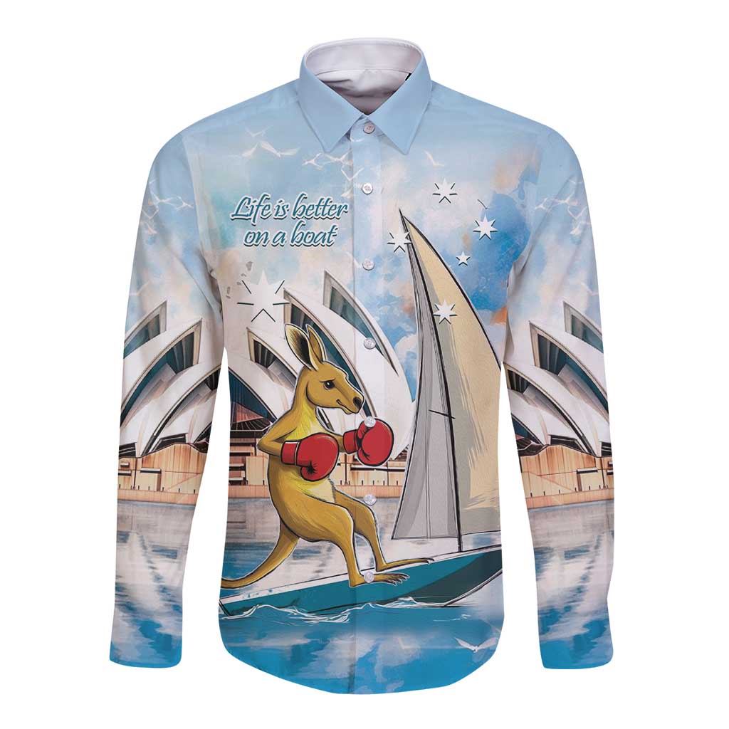 Personalised Australia Sailing Long Sleeve Button Shirt Life Is Better On A Boat