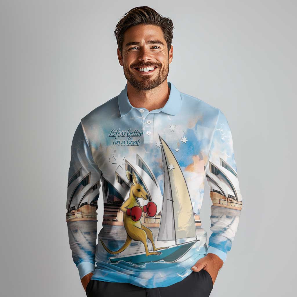 Personalised Australia Sailing Long Sleeve Polo Shirt Life Is Better On A Boat