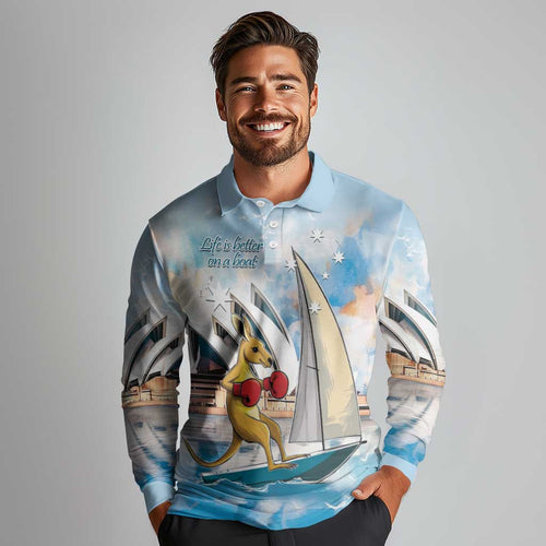 Personalised Australia Sailing Long Sleeve Polo Shirt Life Is Better On A Boat