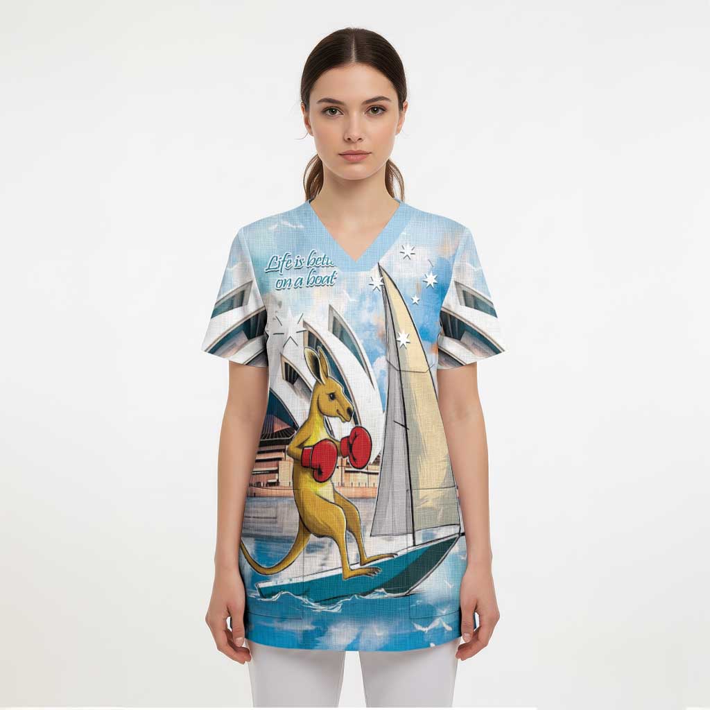 Personalised Australia Sailing Scrub Top Life Is Better On A Boat - Aussie Hoodie
