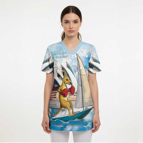 Personalised Australia Sailing Scrub Top Life Is Better On A Boat - Aussie Hoodie
