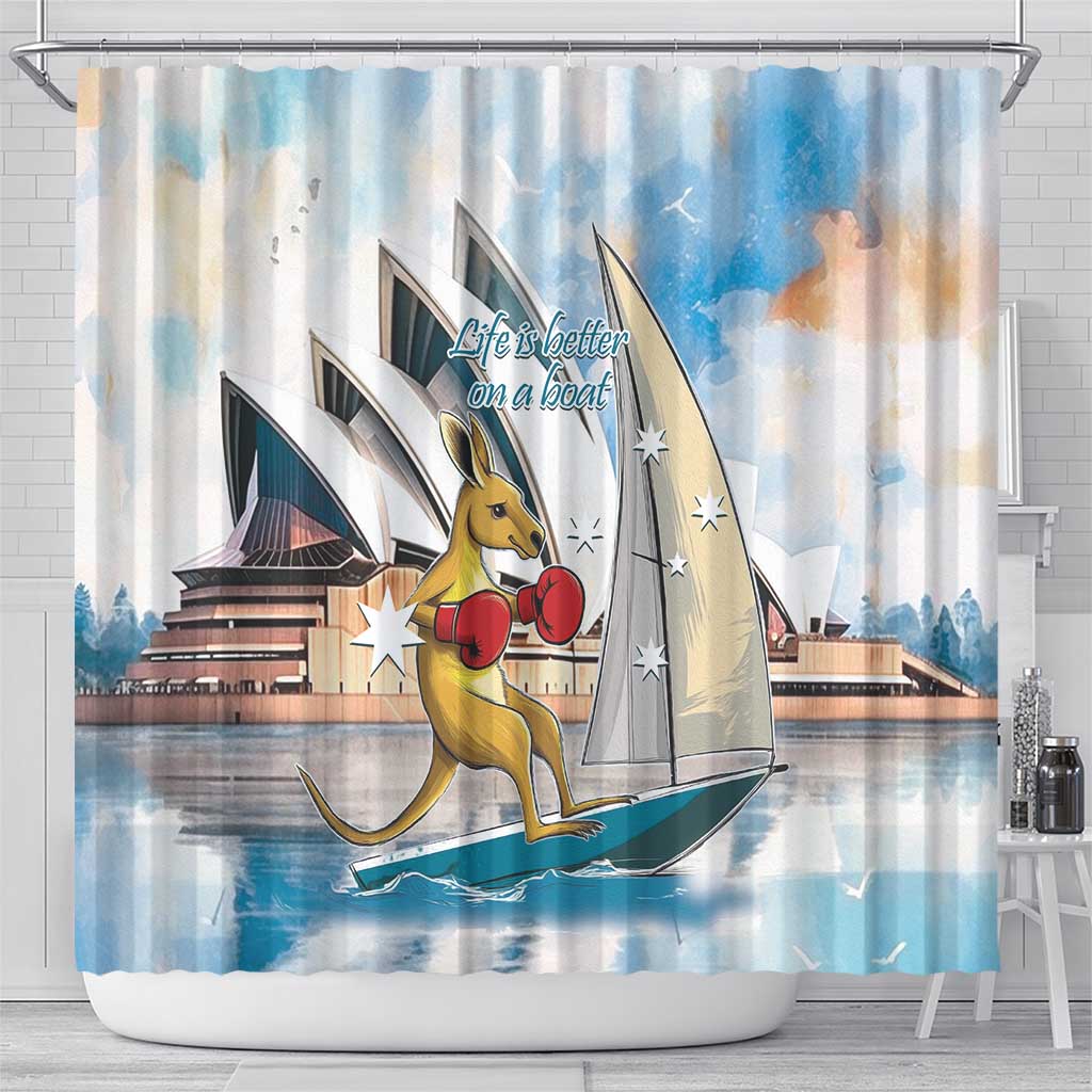 Personalised Australia Sailing Shower Curtain Life Is Better On A Boat