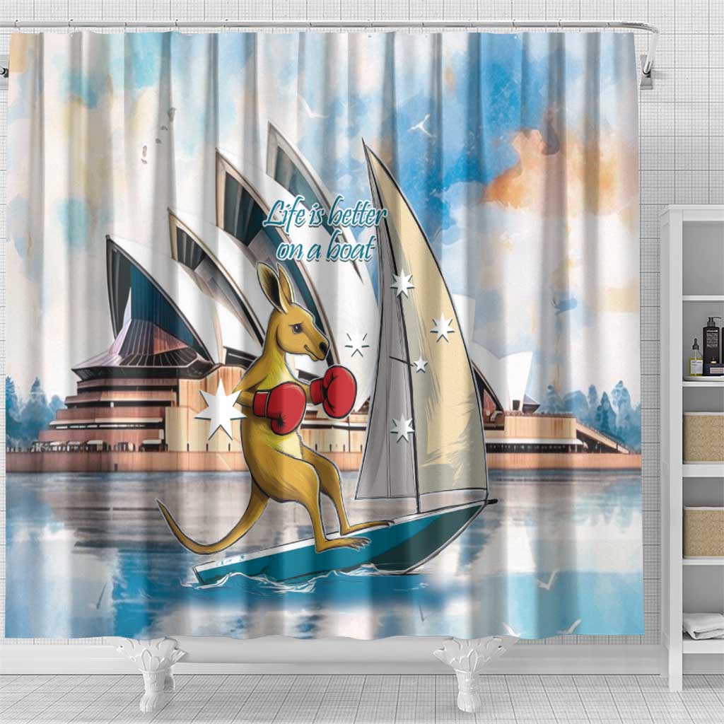 Personalised Australia Sailing Shower Curtain Life Is Better On A Boat