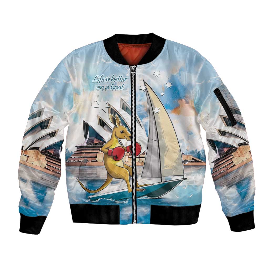 Personalised Australia Sailing Sleeve Zip Bomber Jacket Life Is Better On A Boat