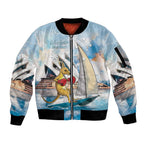 Personalised Australia Sailing Sleeve Zip Bomber Jacket Life Is Better On A Boat