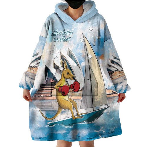 Personalised Australia Sailing Wearable Blanket Hoodie Life Is Better On A Boat