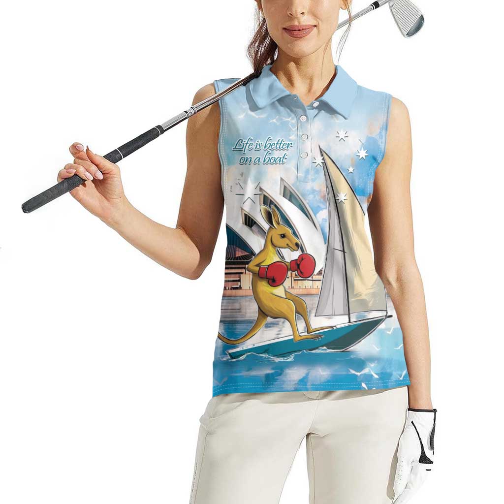 Personalised Australia Sailing Women Sleeveless Polo Shirt Life Is Better On A Boat