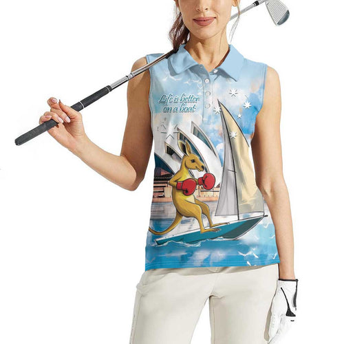 Personalised Australia Sailing Women Sleeveless Polo Shirt Life Is Better On A Boat