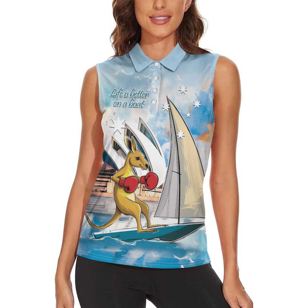 Personalised Australia Sailing Women Sleeveless Polo Shirt Life Is Better On A Boat