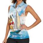 Personalised Australia Sailing Women Sleeveless Polo Shirt Life Is Better On A Boat
