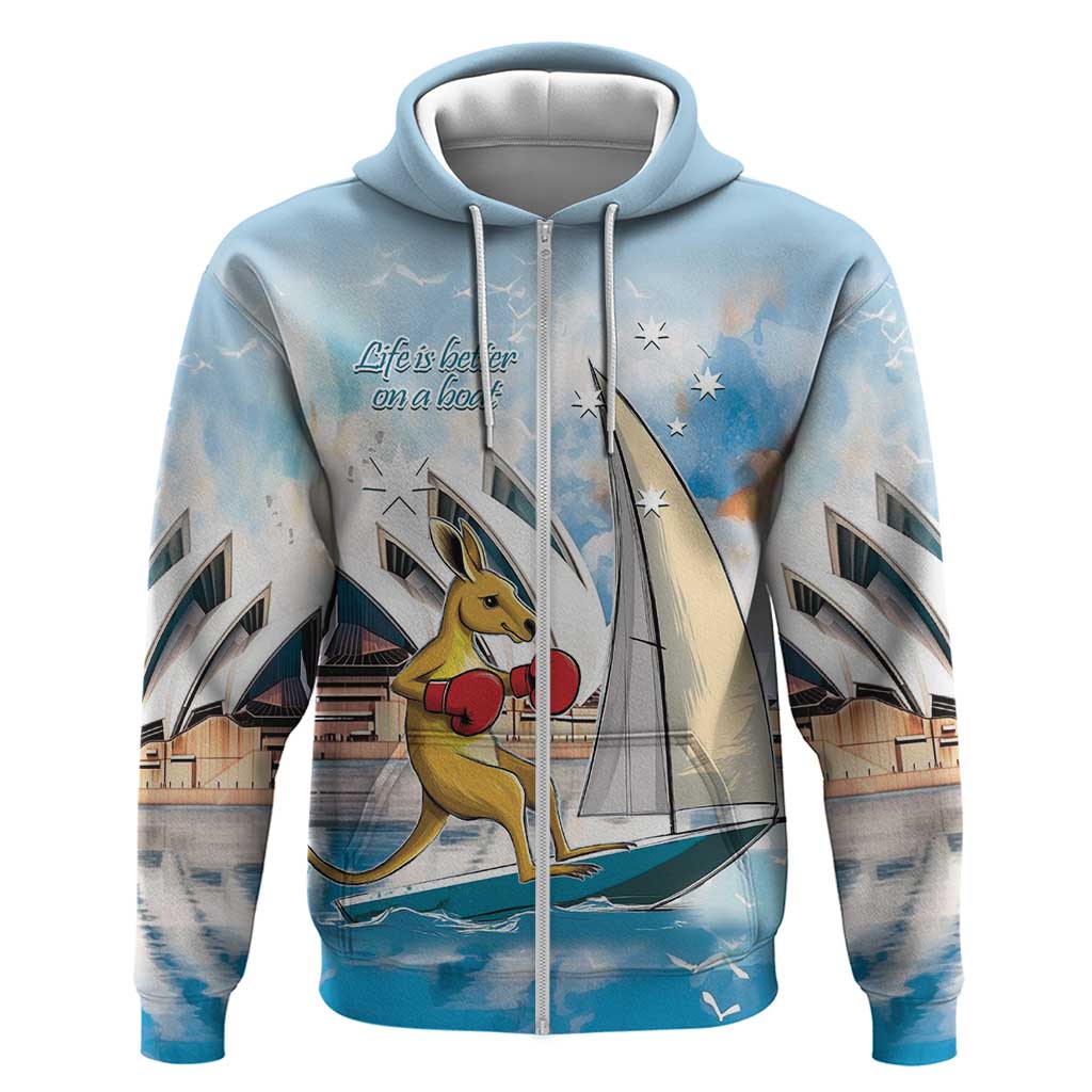 Personalised Australia Sailing Zip Hoodie Life Is Better On A Boat