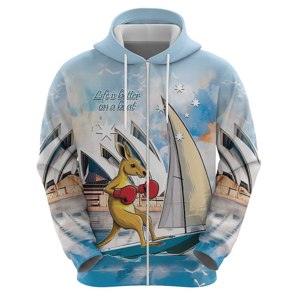 Personalised Australia Sailing Zip Hoodie Life Is Better On A Boat