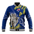 Australia Day Baseball Jacket Proud To Be An Aussie Koala With Map Golden Wattle