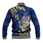 Australia Day Baseball Jacket Proud To Be An Aussie Koala With Map Golden Wattle