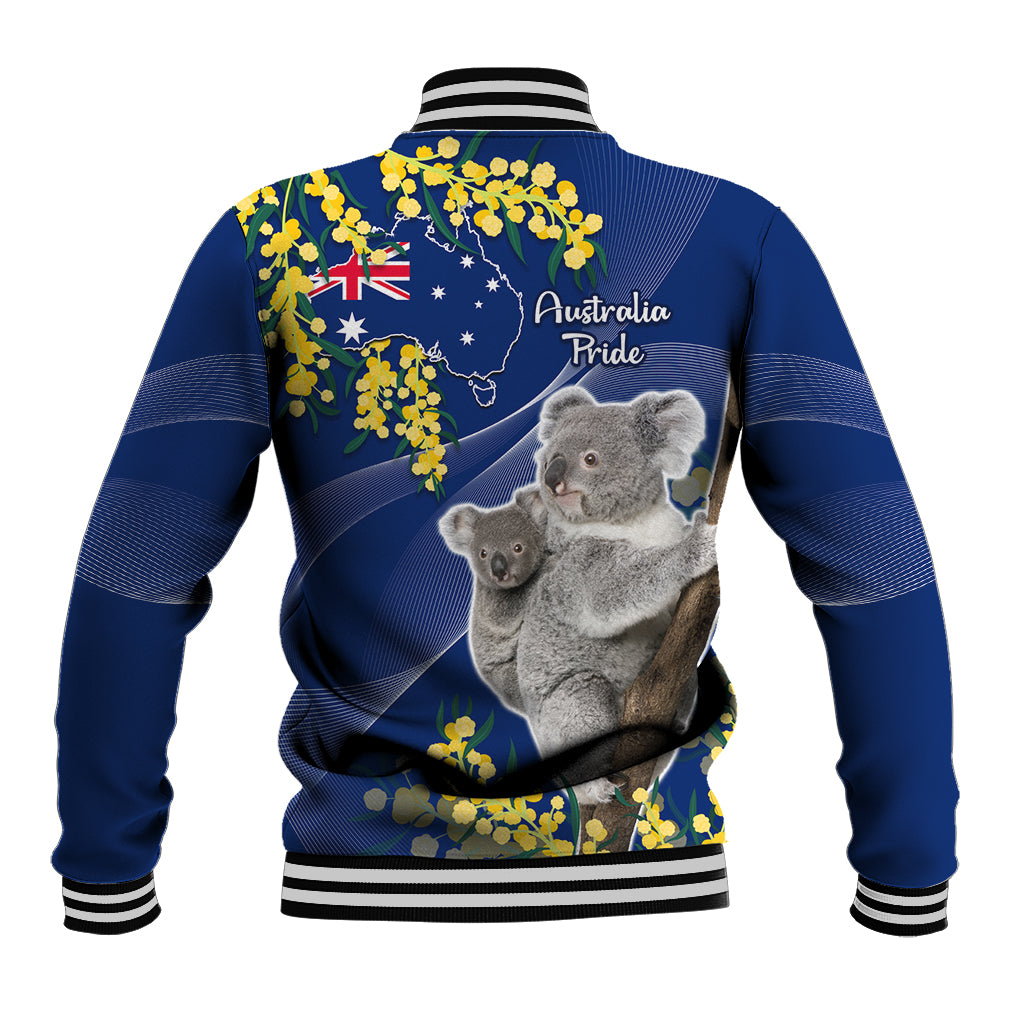 Australia Day Baseball Jacket Proud To Be An Aussie Koala With Map Golden Wattle