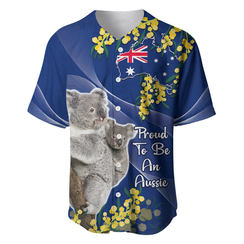 Australia Day Baseball Jersey Proud To Be An Aussie Koala With Map Golden Wattle