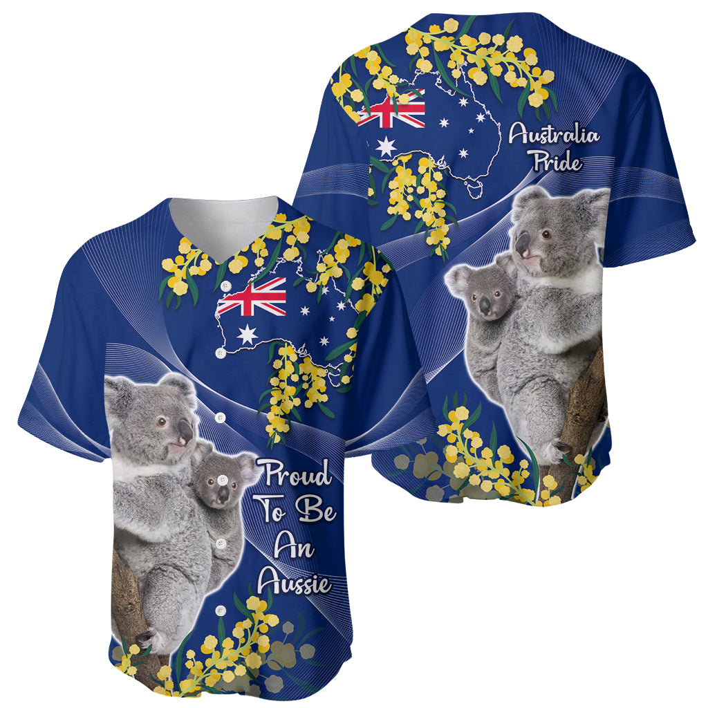 Australia Day Baseball Jersey Proud To Be An Aussie Koala With Map Golden Wattle