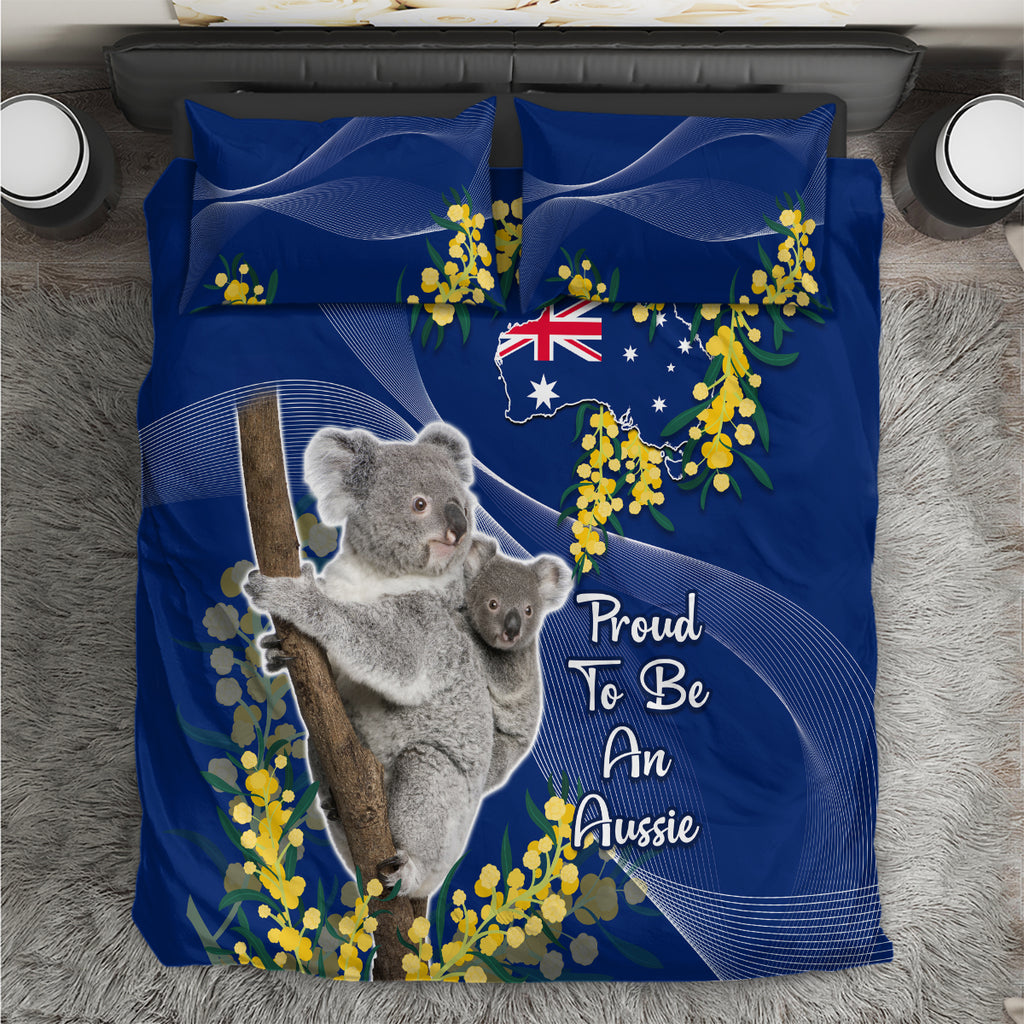Australia Day Bedding Set Proud To Be An Aussie Koala With Map Golden Wattle