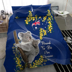 Australia Day Bedding Set Proud To Be An Aussie Koala With Map Golden Wattle