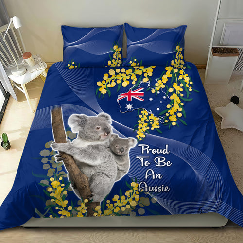Australia Day Bedding Set Proud To Be An Aussie Koala With Map Golden Wattle