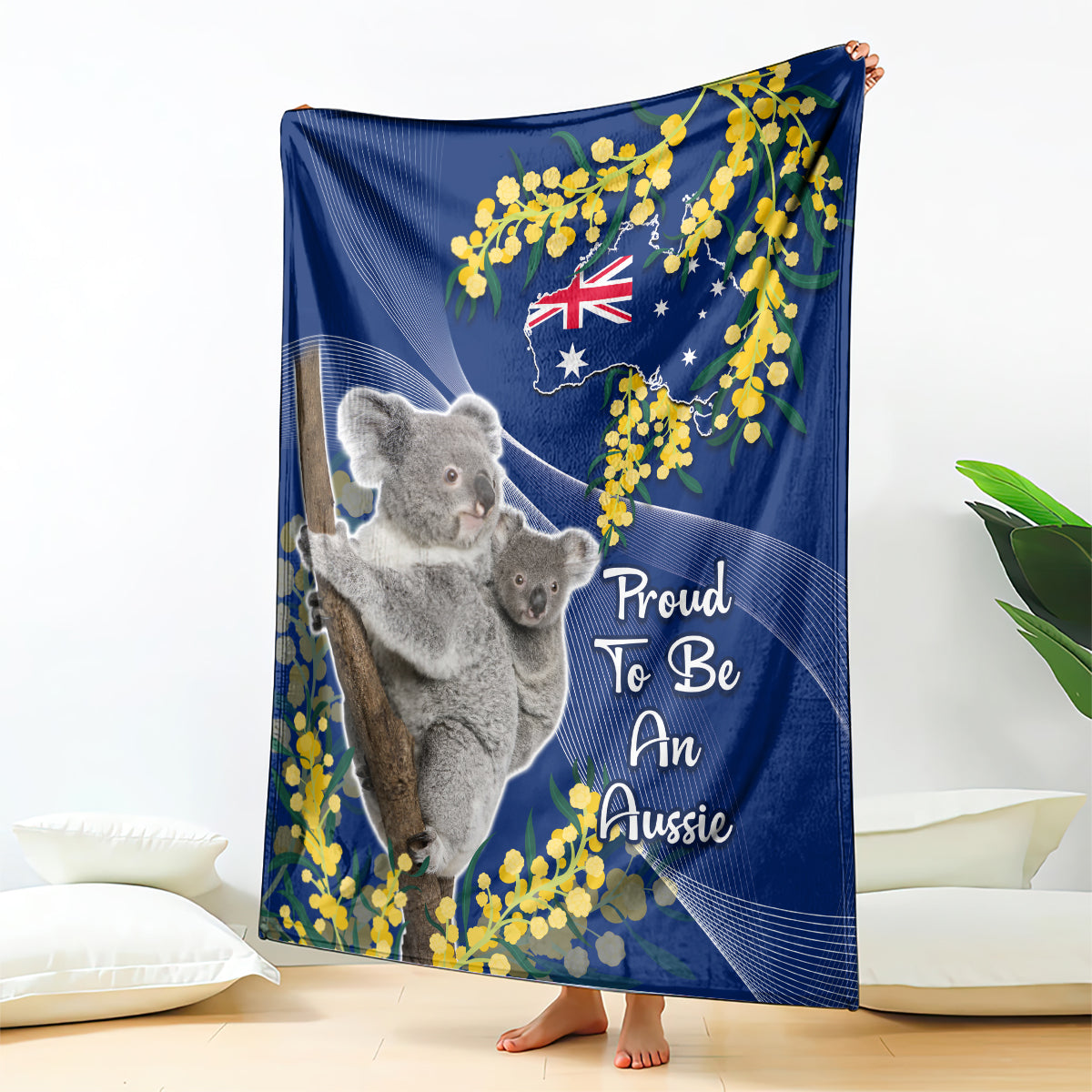 Australia Day Blanket Proud To Be An Aussie Koala With Map Golden Wattle