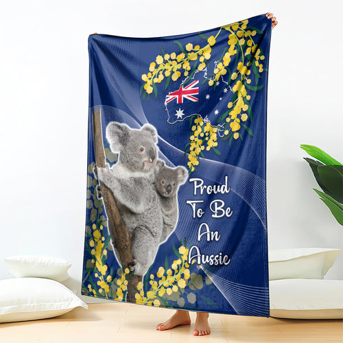Australia Day Blanket Proud To Be An Aussie Koala With Map Golden Wattle