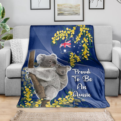 Australia Day Blanket Proud To Be An Aussie Koala With Map Golden Wattle