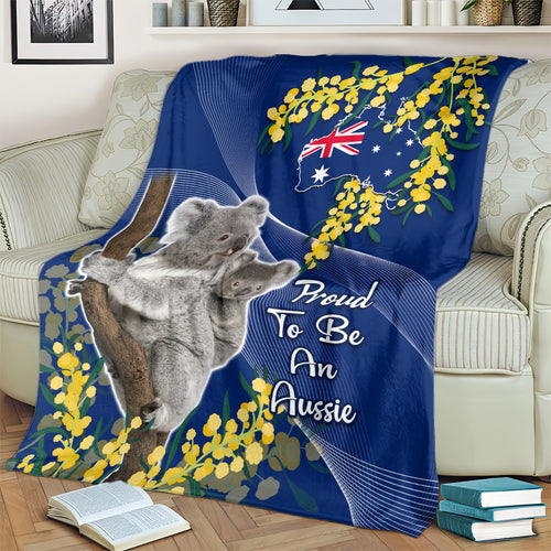 Australia Day Blanket Proud To Be An Aussie Koala With Map Golden Wattle
